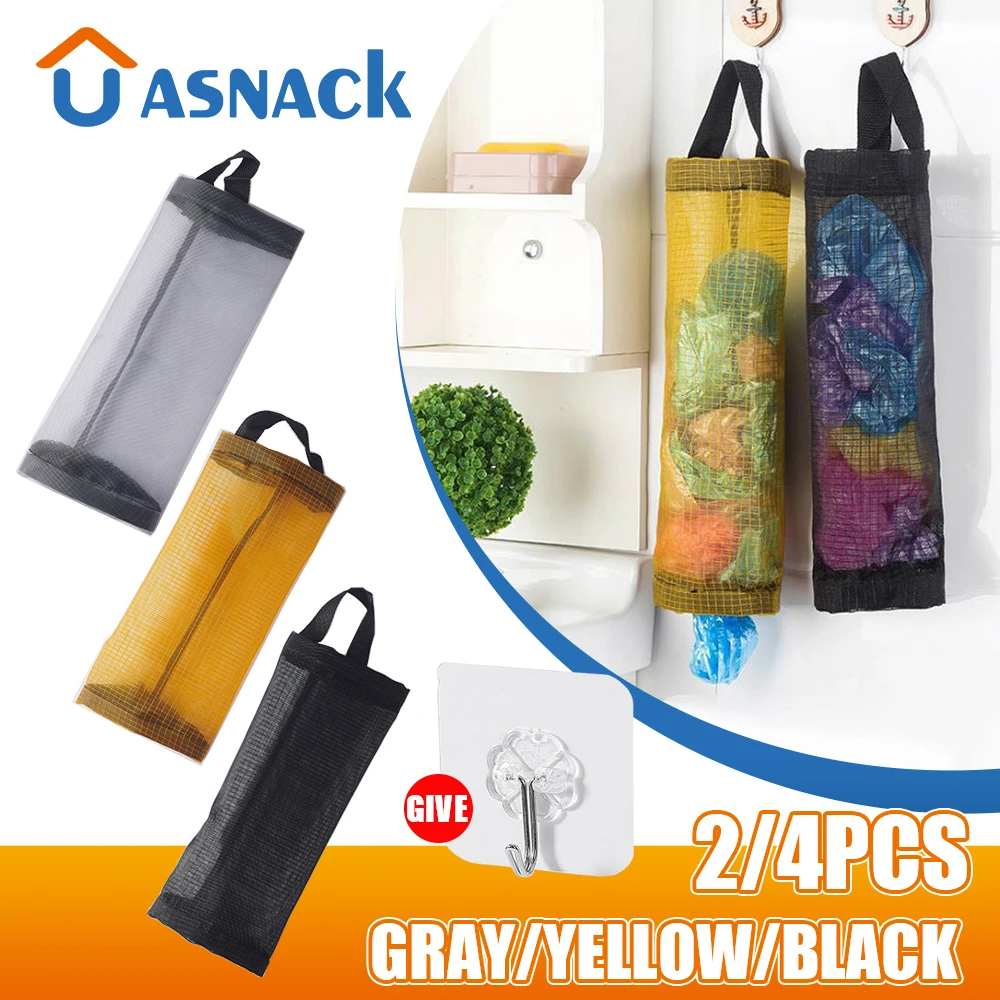 

Hanging Mesh Garbage Bag Storage Organizer Dispenser Home Grocery Bag Wall Mounted Reusable Bags Holder Kitchen Accessories