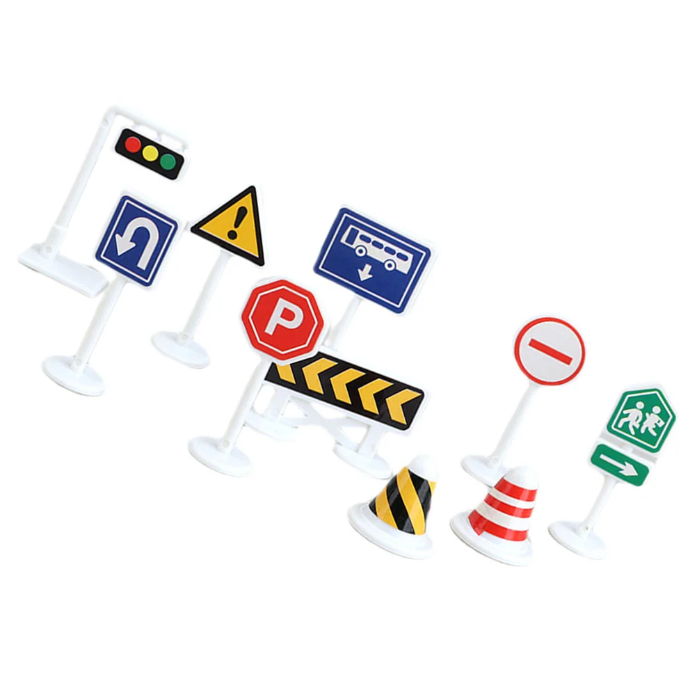 

10 Pcs Road Block Model Miniature Barricade Toy Toys Traffic Barrier Signs Car Simulation