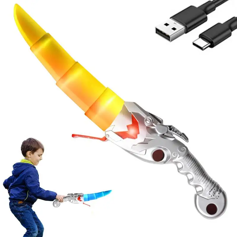 

Cosplay Blasters Knives Halloween Joke Disappear Cosplay Toys For Kids 7 Color Luminous Retractable Anti-Slip Handle Heavy