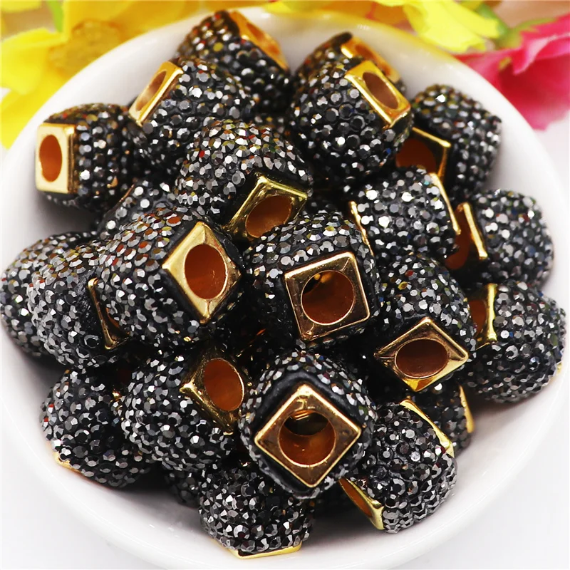 

10Pcs 17mm Big Size Black Color Crystal Rhinestone Beads for Women Girls DIY Jewelry Gift Head Beads Necklace Bracelet Makings