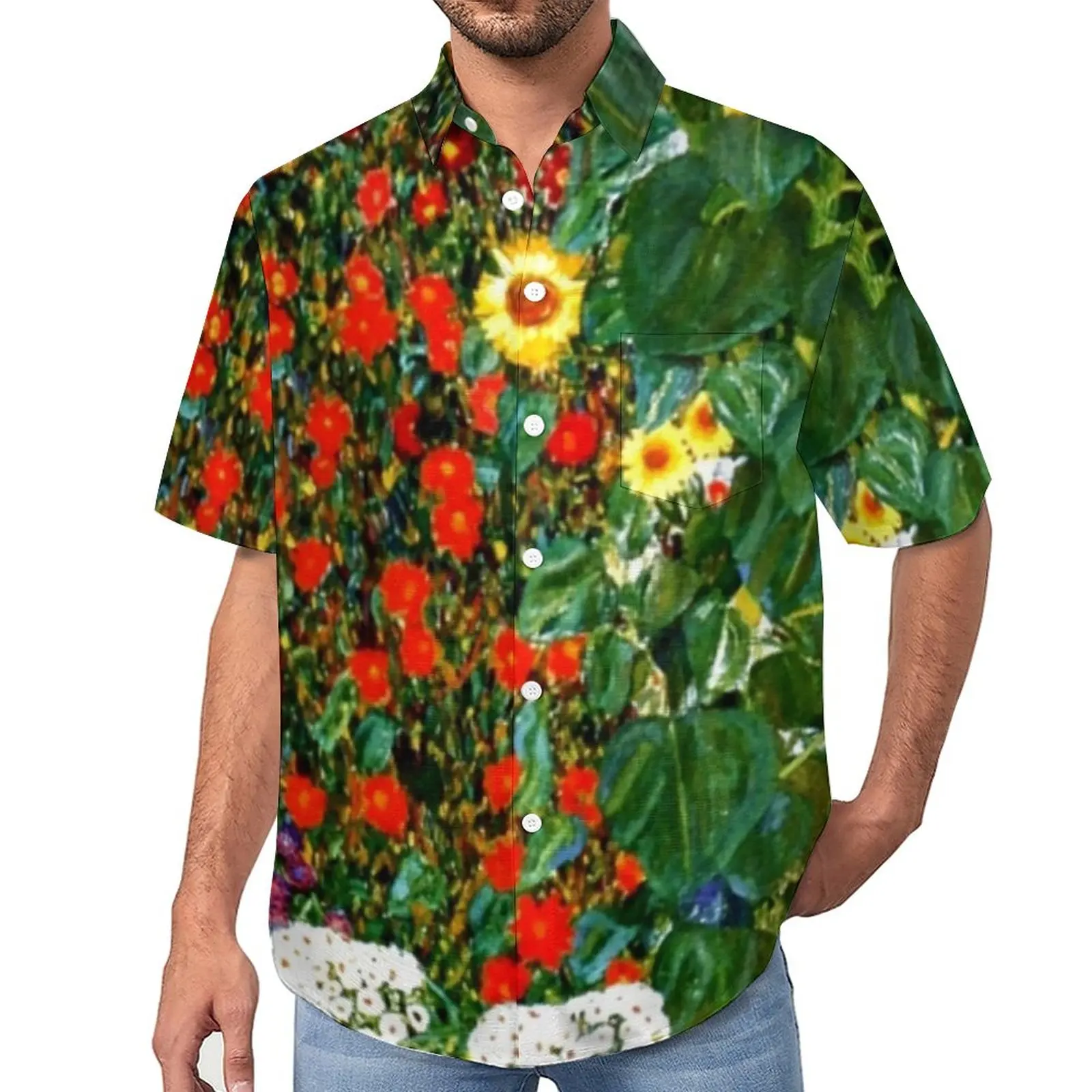 

Farm Garden Blouses Male Sunflowers Print Casual Shirts Hawaii Short Sleeve Graphic Cool Oversize Vacation Shirt Gift Idea