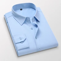 size 5xl 6xl 7xl men solid color business shirt fashion casual slim white long sleeve shirt male brand clothes men shirts