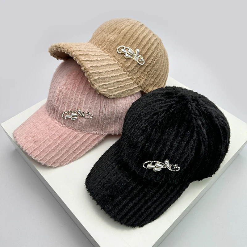 

Женская хлопковая НОВАЯ шапка с изогнутыми полями, модные Снэпбэк кепки, универсальные вельветовые корейские теплые осенне-зимние стильные аксессуары для отдыха