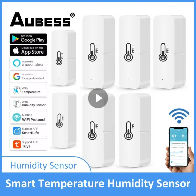 

Умный Wi-Fi датчик температуры и влажности Tuya ZigBee, комнатный гигрометр с контроллером для Alexa Google Home, 1-5 шт.