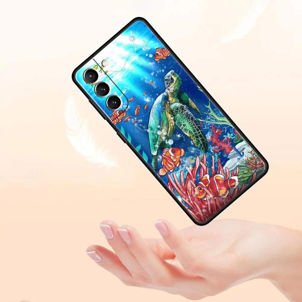 Фото Милый мультяшный морской черепаха океан синий чехол для телефона Samsung Galaxy S24 S23 S22 Ultra S20 S21 FE 5G S10 S9 Plus S10E S8 S7 Cover №5
