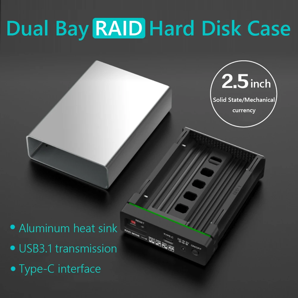 

Корпус внешнего жесткого диска USB 2,5 Type-C RAID, 10 Гбит/с