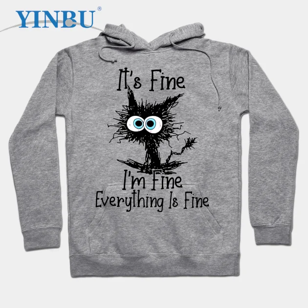 

Черная кошка, это нормально, я m, все хорошо-это красивый пуловер с капюшоном, новинка 2023, свитшоты, модная одежда