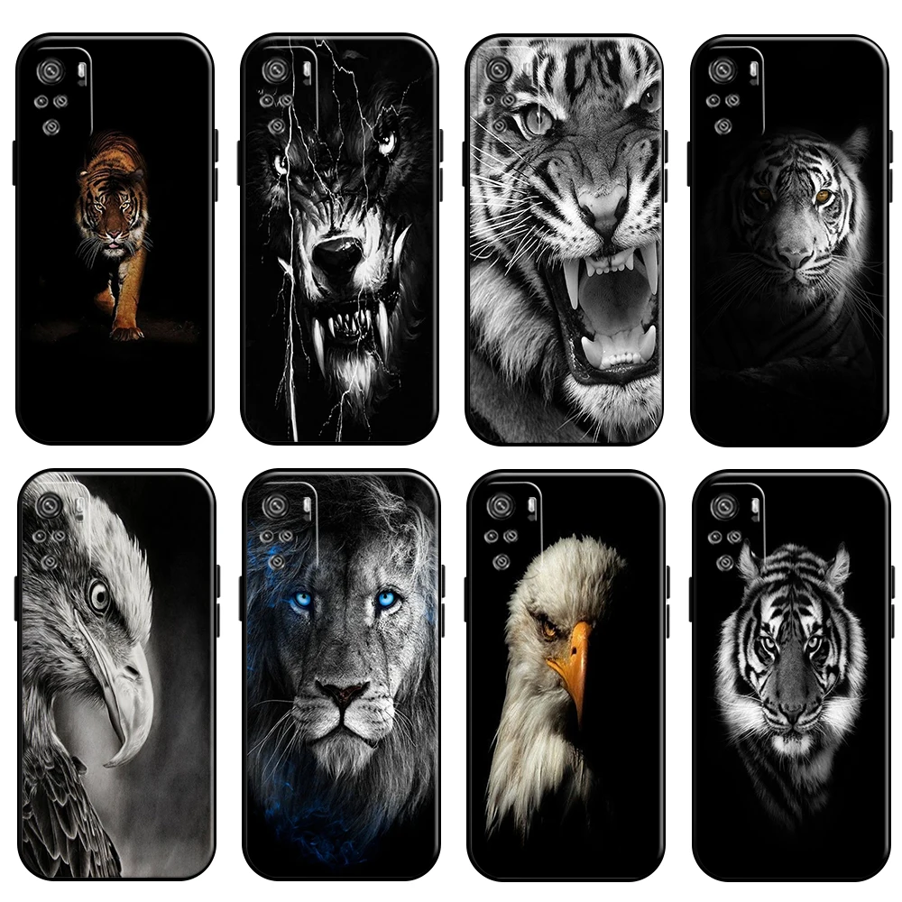 

Lion Tiger Eagle Dog Cat Wolf Phone Case For Xiaomi Redmi Note 10 10S 10T Pro 5G Carcasa Back Liquid Silicon TPU Silicone Cover