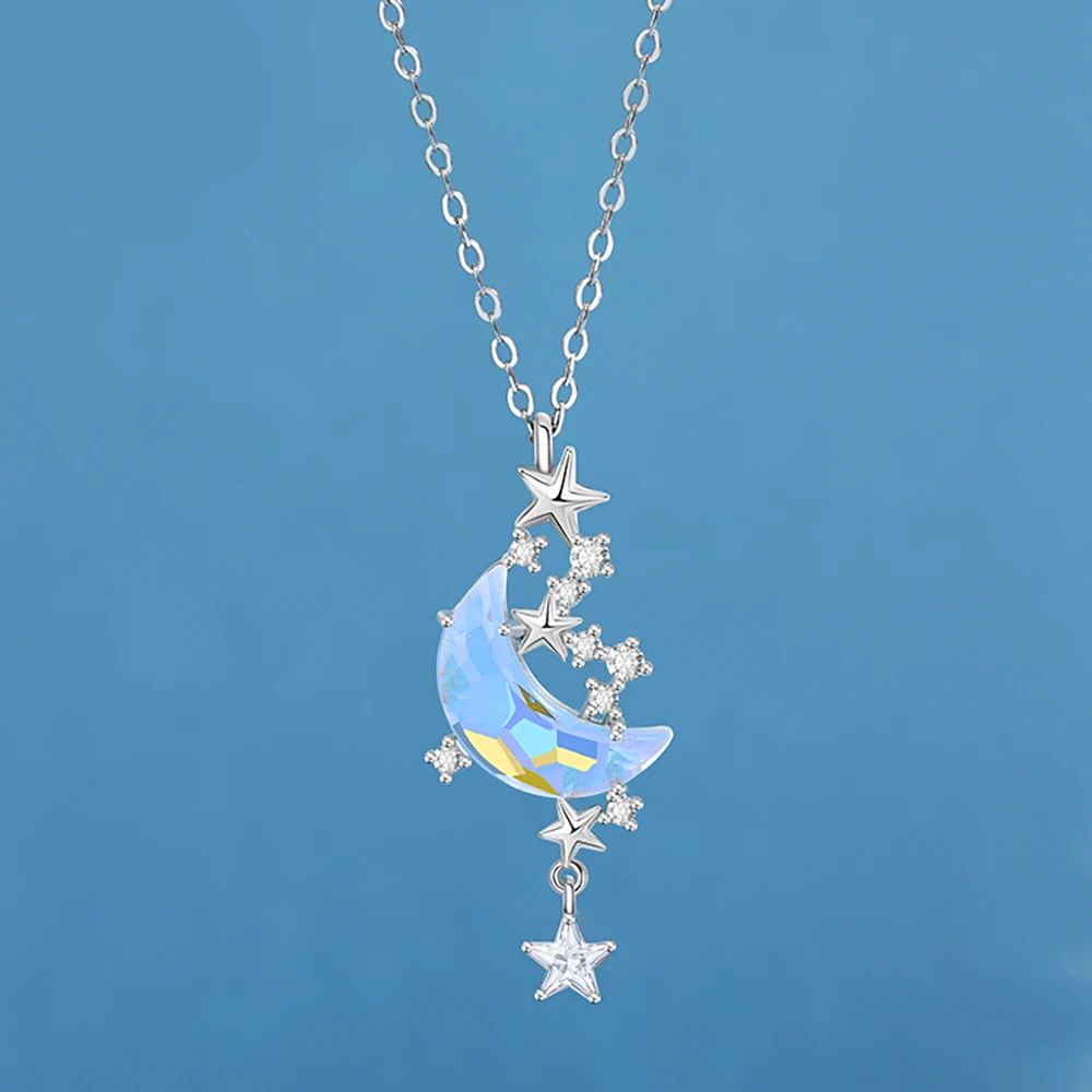 

Fashion Moon Splashing Galaxy Frost Wind Net Celebrity Ladies Necklace Temperament Star Moon Necklace Clavicle Chain Jewelry