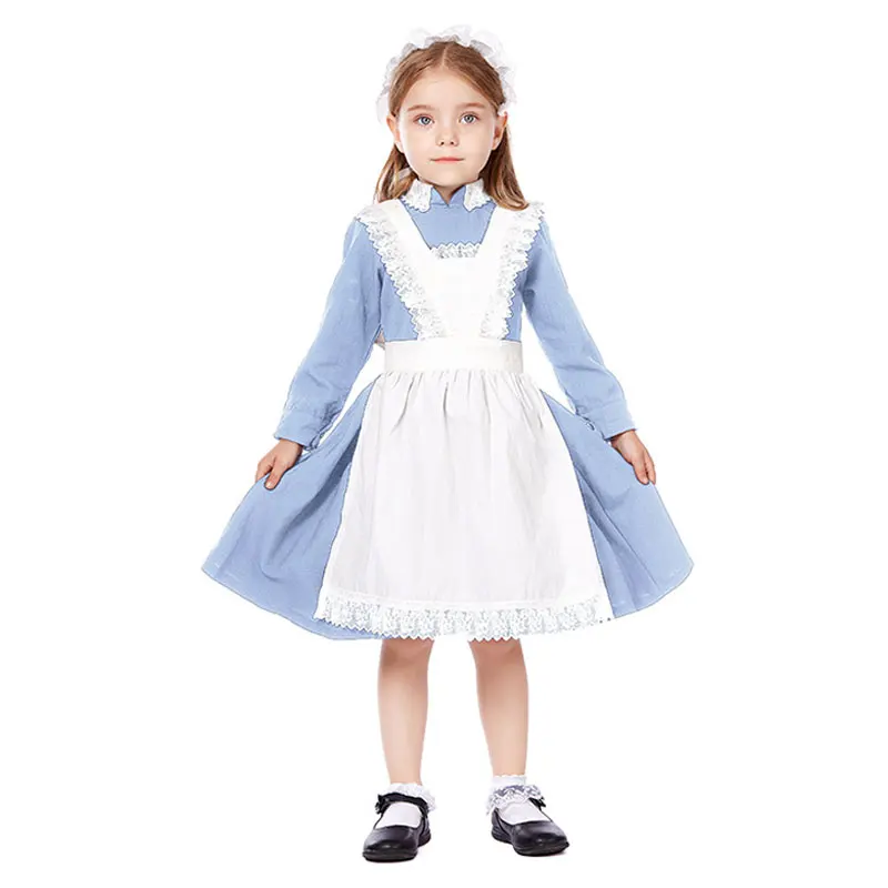 

British Style Cute Girl Medieval Manor Peasant Woman Servant Costume Carnival Party Kid Maid Family Day Outfit Fancy Dress