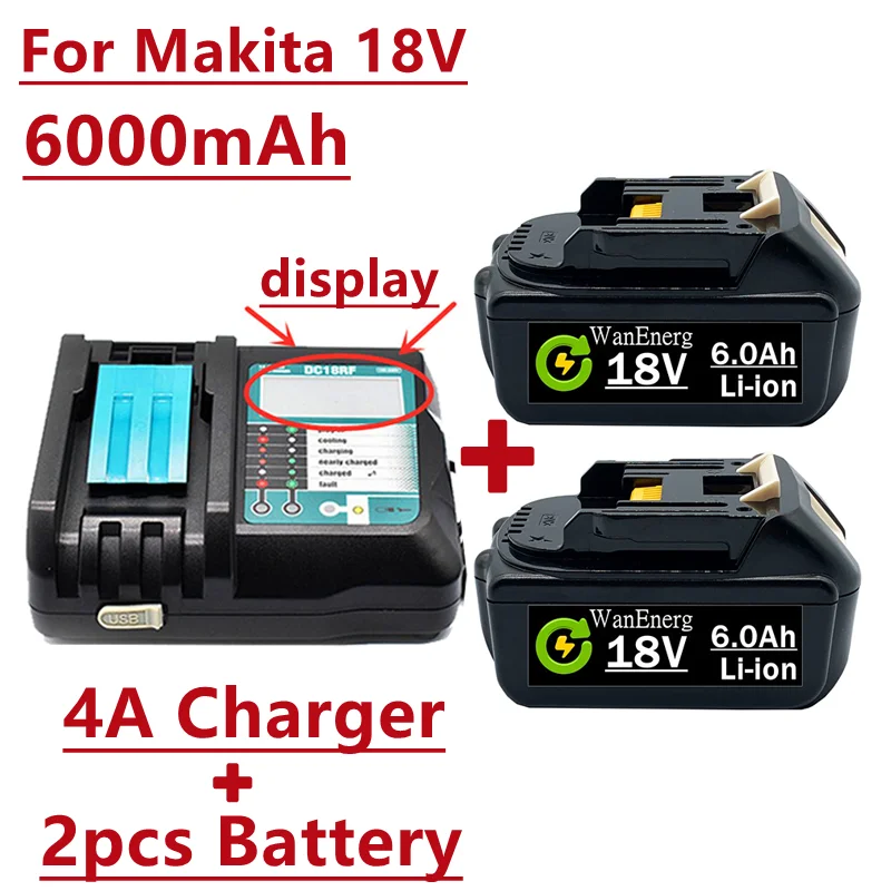 

18В батареи для зарядки приприборов Makita 18V 6.0Ah светодиодный LED ион я заменяlat LAT BL1860B BL1860 BL1850