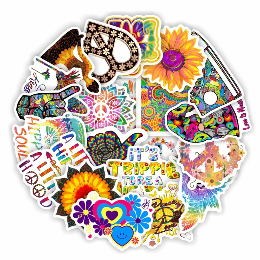 

10/30/50PCS Colorful Hippie Style Psychedelic Graffiti Exquisite Stickers for Guitar Skateboard Ipad Toy Stickers Wholesale