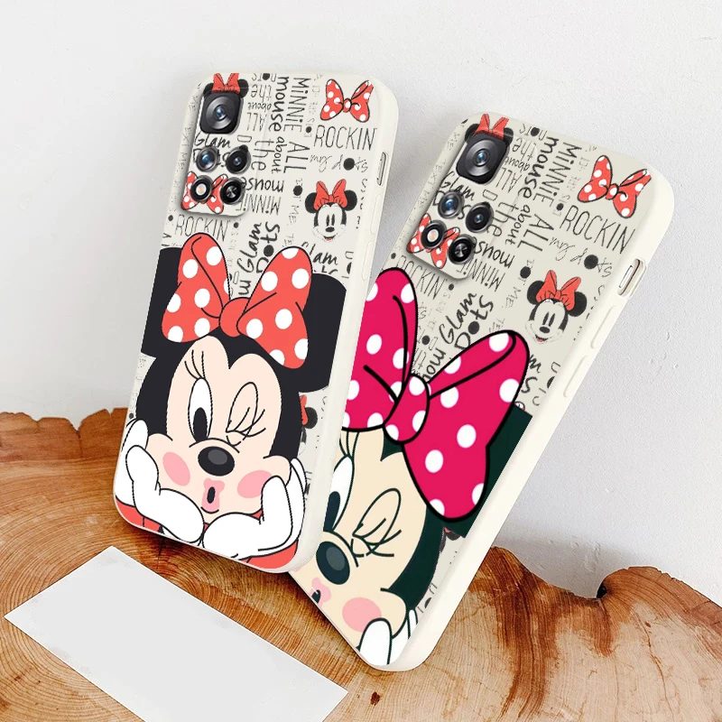 

Liquid Rope Soft Cover Disney Minnie Mouse Girl Phone Case For Xiaomi Redmi Note 11 11S 11T 10S 10 9S 9T 9 8T 8 Pro Plus 5G