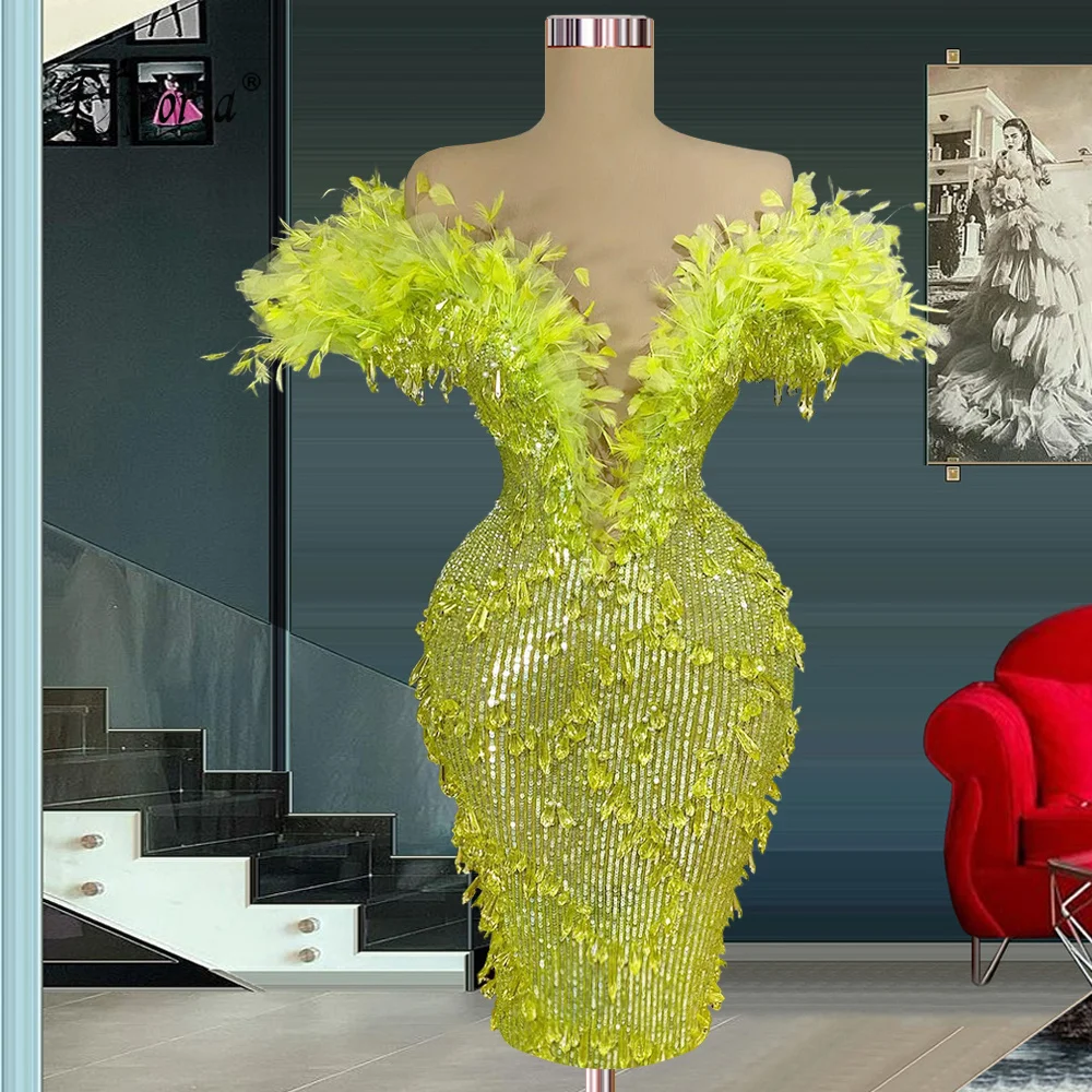 

Сексуальное зеленое блестящее женское платье-Мини с V-образным вырезом и открытыми плечами