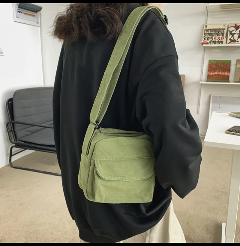 Canvas Pocket Crossbody Pouch Bag Female mobile phone bag Fashion Simple Student Shoulder bag Leisure Travel Bag