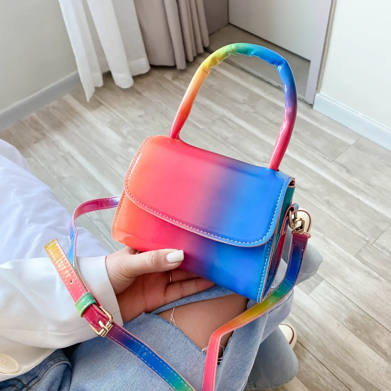 

Rainbow women Crossbody Bags Stylish Small Handbag fashion Designer Women Messenger Bags New Lady Purse Shoulder Bag Totes