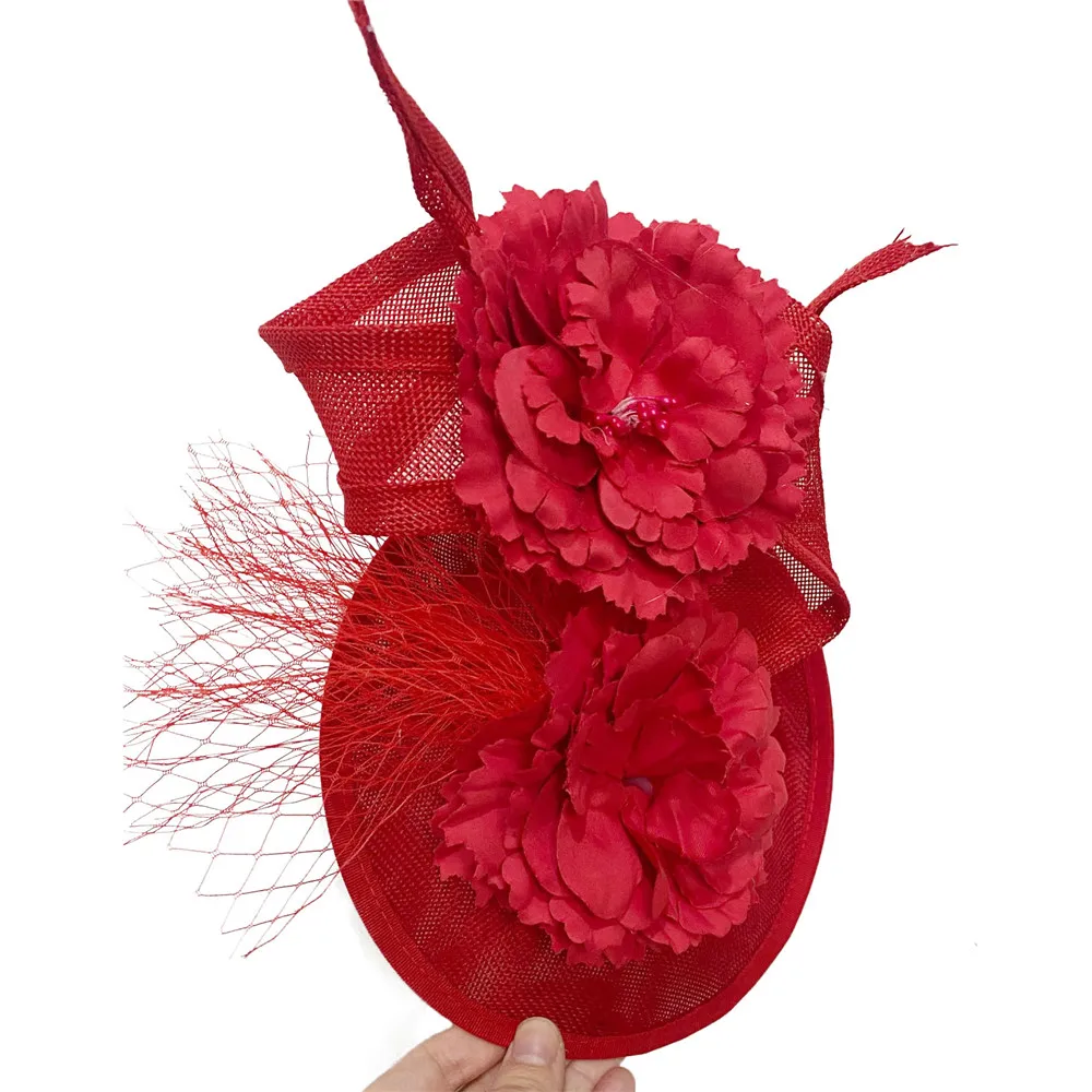 Свадебные чародеи Ярко-розовый головной убор Сетчатый Свадебная вечеринка для