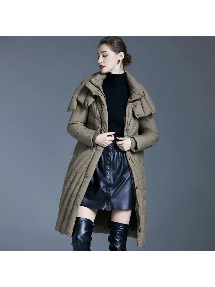 Temperament Black Long Thick Jackets Women 2022 Winter Turtleneck Loose Padded Bread Clothes 90 White Duck Warmer Down Coats