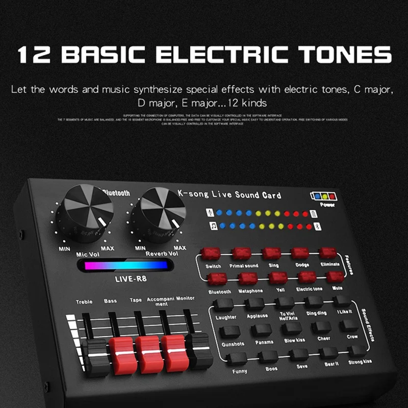 LIVE R8 Bluetooth звуковая карта аудиоинтерфейс USB-гарнитура живой микрофон