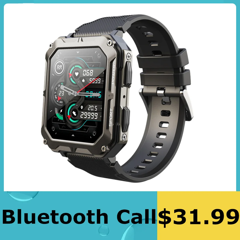 

Smart Watch C20Pro 1.83inch HD Rectangle Screen Bluetooth Call Message Push Waterproof IP68 123 Sports Mode Smartwatch Men