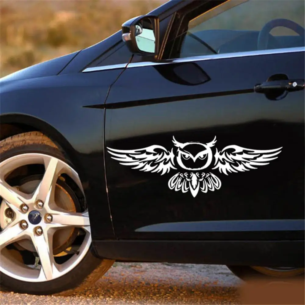 Водонепроницаемая декоративная наклейка PET S095 с рисунком совы, стильная наклейка на заднюю дверь автомобиля