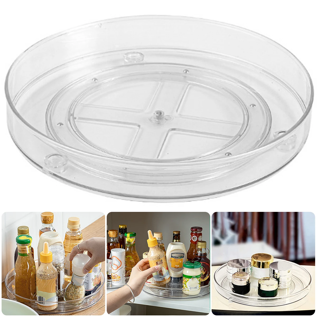 

L Lazy Susan Turntable Organizer Clear Rotating Turntable Organizer Multifunctional Turntable Spice Rack Cosmetic Makeup