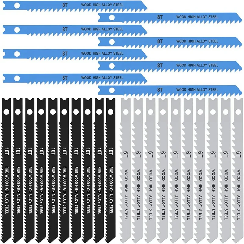 

Jig Saw Blade Set 6T 8T 10T High Carbon Steel Jigsaw Blades With U-Shank Sharp Fast Cut Blade Woodworking Tool