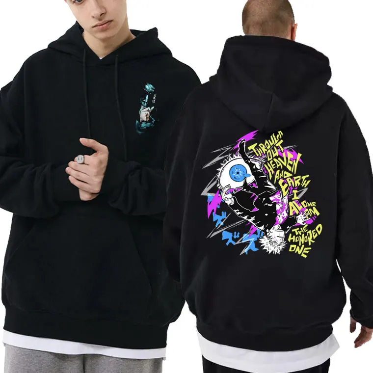 

Japanese Anime Jujutsu Kaisen Satoru Gojo Graphic Print Hoodie Men's Fashion Oversized Sweatshirt Coat Male Manga Fleece Hoodies