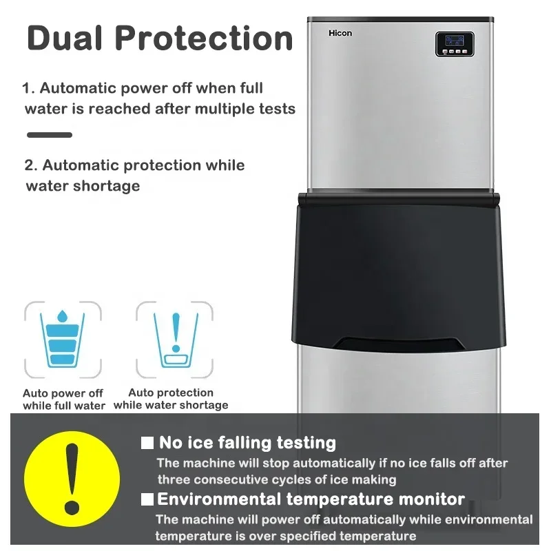 Коммерческий льдогенератор Hicon 350KGS автоматическая очистка машина для