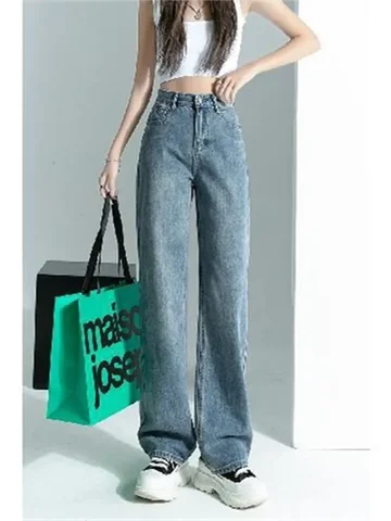 Джинсы-карго женские прямые с широкими штанинами, винтажные свободные брюки из денима с завышенной талией, уличная одежда в стиле Харадзюку, корейский стиль, весна Y2k