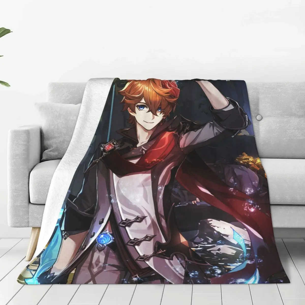 

Childe Tartaglia Fuzzy Blankets Genshin Impact Anime Funny Throw Blanket for Bed Sofa Couch Rug Piece