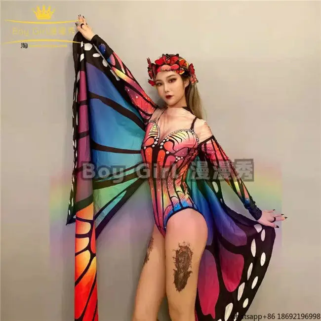 Фото Костюм для выступлений Butterfly Catwalk: Красивые крылья бабочки в стиле Мори для сцены, открытия, бара, DSGOGO, атмосферный сценический наряд №4