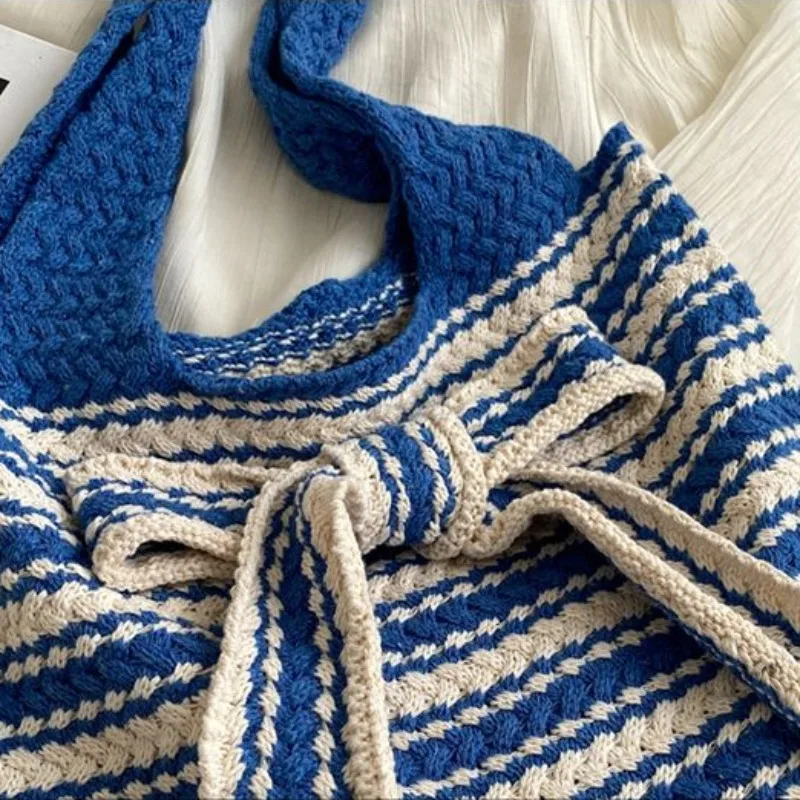 Женская модная трикотажная сумка в ленивом стиле с бантом весенне-летняя