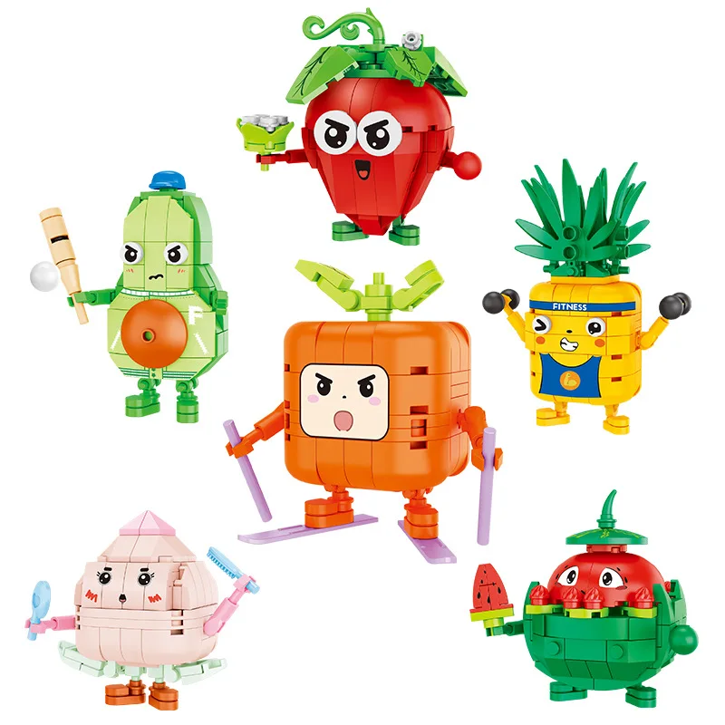 

2Types 6Pcs/Set Moc Cute Fruits and Vegetables Building Blocks Pretend Play Popular Bricks Educational Toys For Children Gift