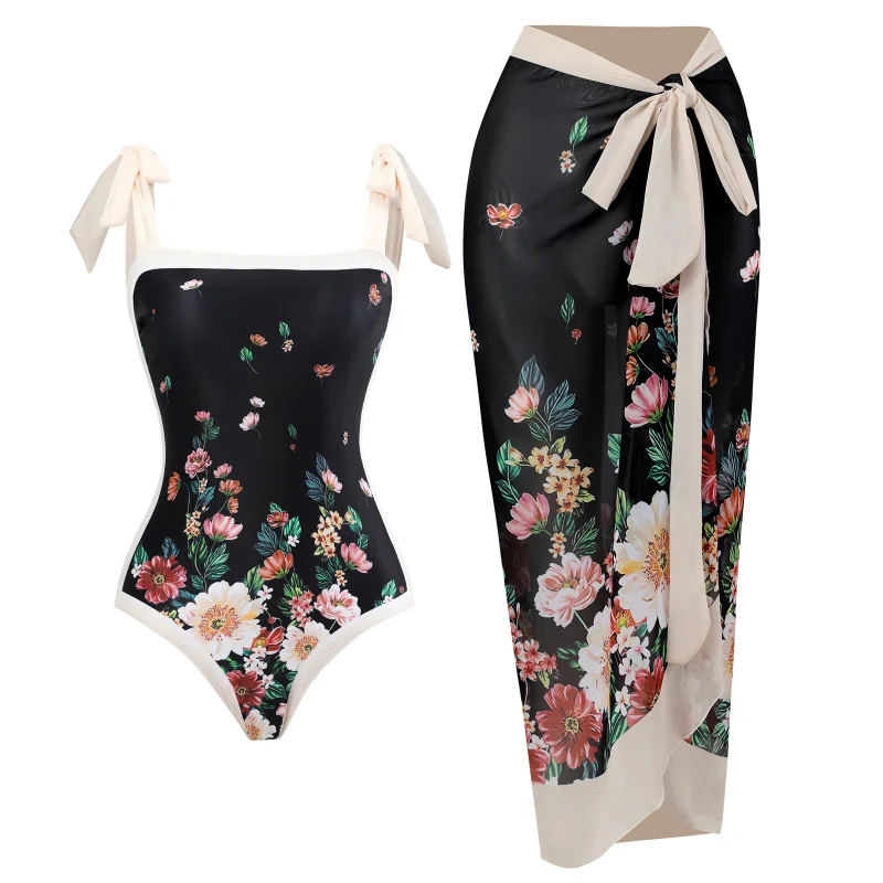 

2023 New Fashion One Piece Swimsuit Bikini Skirt Summer Women Bowknot Swimwear Luxury Elegant Brazilian Bathing Suit