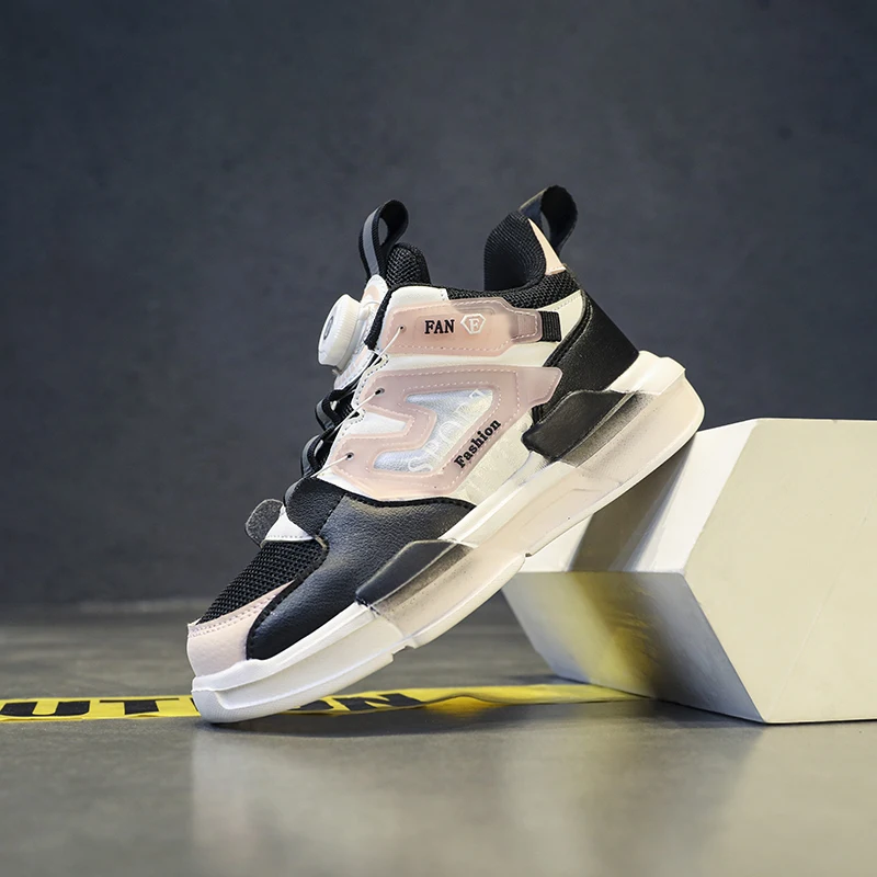 Four Seasons Children's Shoes Basketball Shoes Double Mesh Rotary Buckle Low Top Outdoor Walking Shoes Breathable Casual Shoes