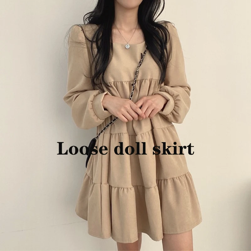

Loose Doll Dress Bubble Sleeve Square Neck Dress Women Female Sets Evening Party Dresses 2022 Woman's Traf New Chic Elegant Set