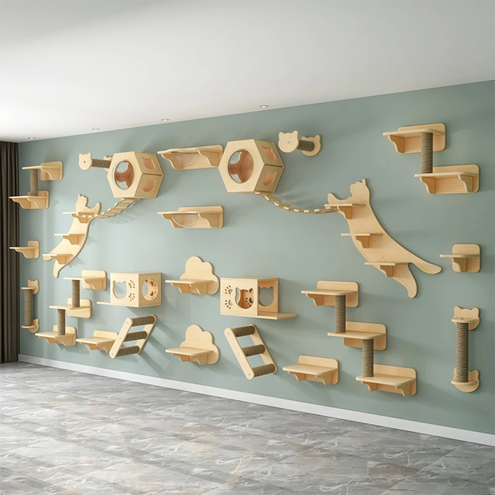 

Cat Climbing Stair Furniture Wooden Shelves for Cats Perches Activity Cat Tree Scraper Stairs Scratching Post Cat Climbing Frame