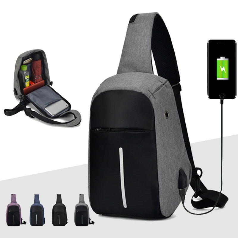 

Сумка через плечо с Usb-зарядкой для мужчин и женщин, противокрапосылка невидимая деловая нагрудная сумочка на молнии, чехол-Антивор