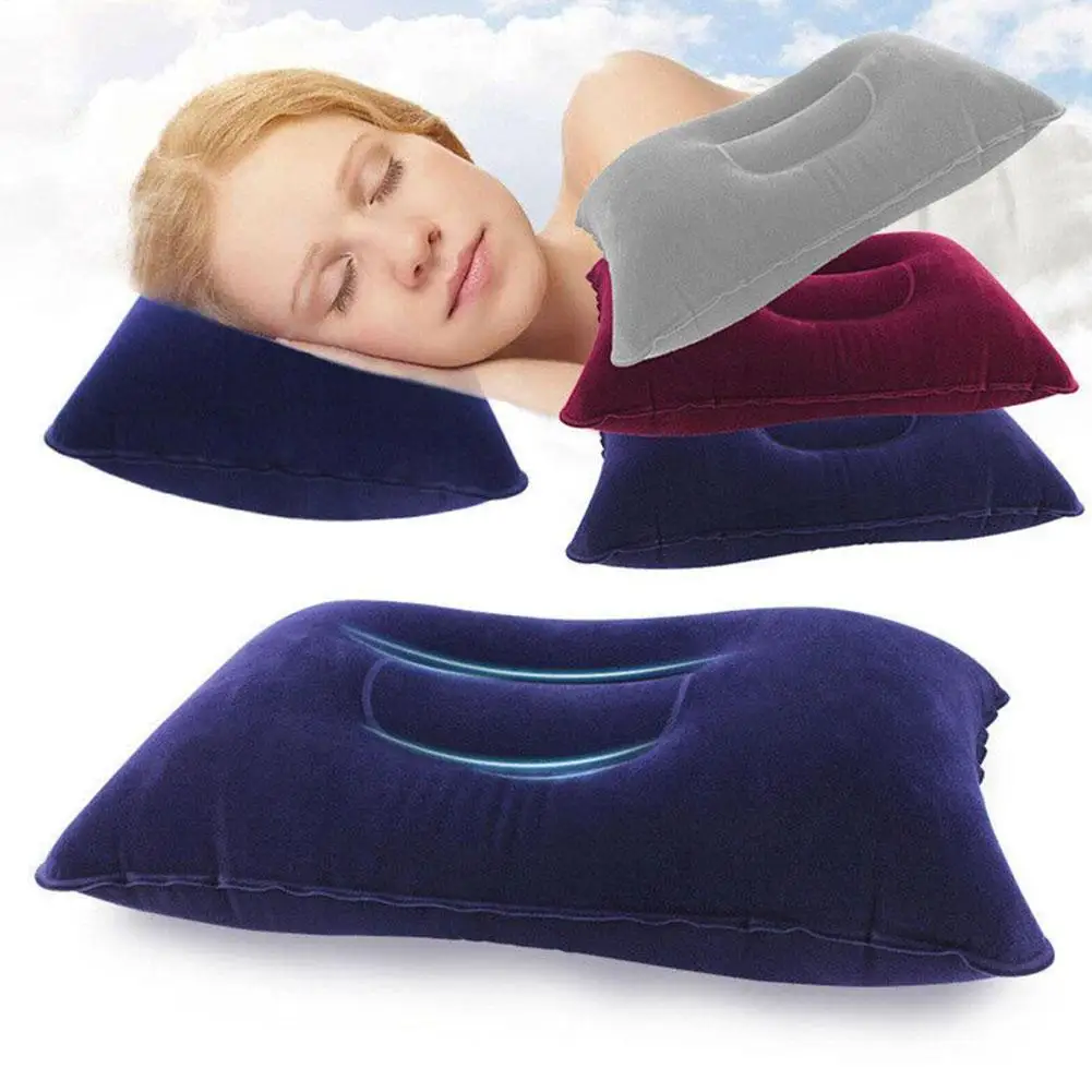 

Inflatable Square Pillows For Tourism Camping Soft Comfortable Flocking Pillows For Portable Napping Companions Outdoor Tool
