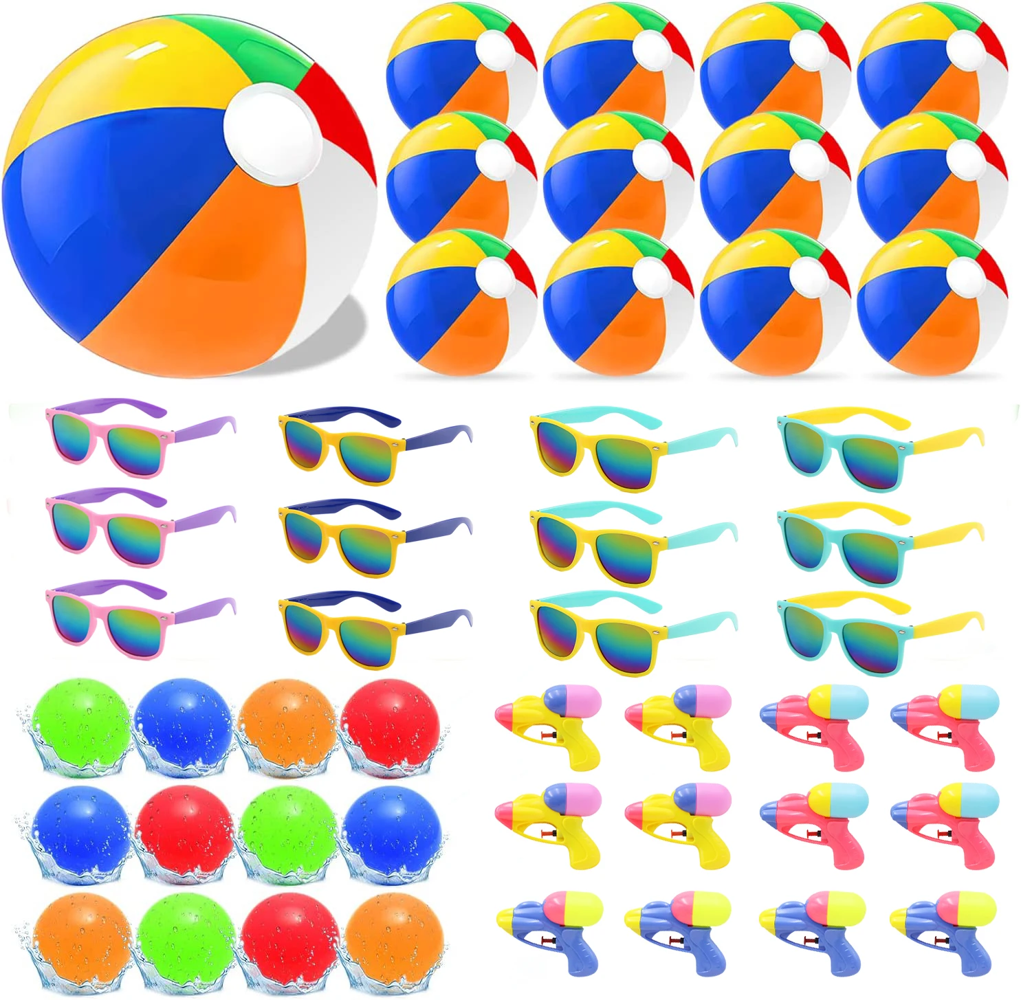 

12/8/6 Set Summer Water Toys for Kids Birthday Party Swimming Pool Party Favors Sunglasses Inflatable Balls Water Gun Water Polo