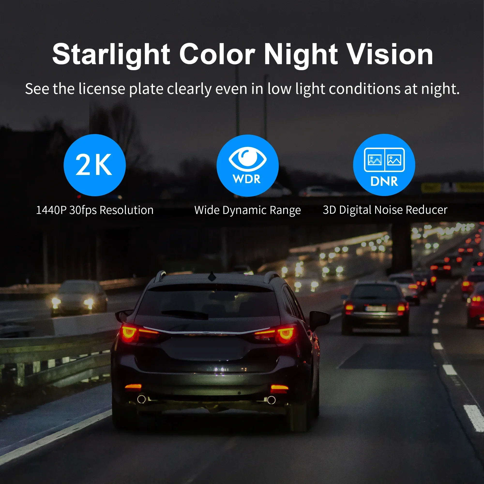 2K Автомобильный видеорегистратор GPS Видеорегистратор 1440P WiFi/App Control WDR G Датчик