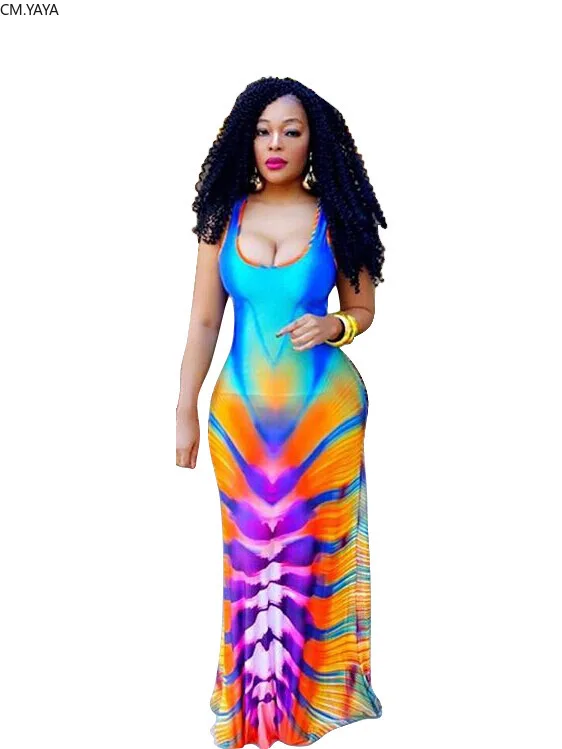 Женское летнее платье-карандаш с принтом CM.YAYA длинное облегающее платье-футляр