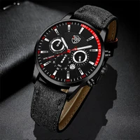 mens luxury business watches men leather quartz wrist watch casual sport leather band calendar watch black clock reloj hombre