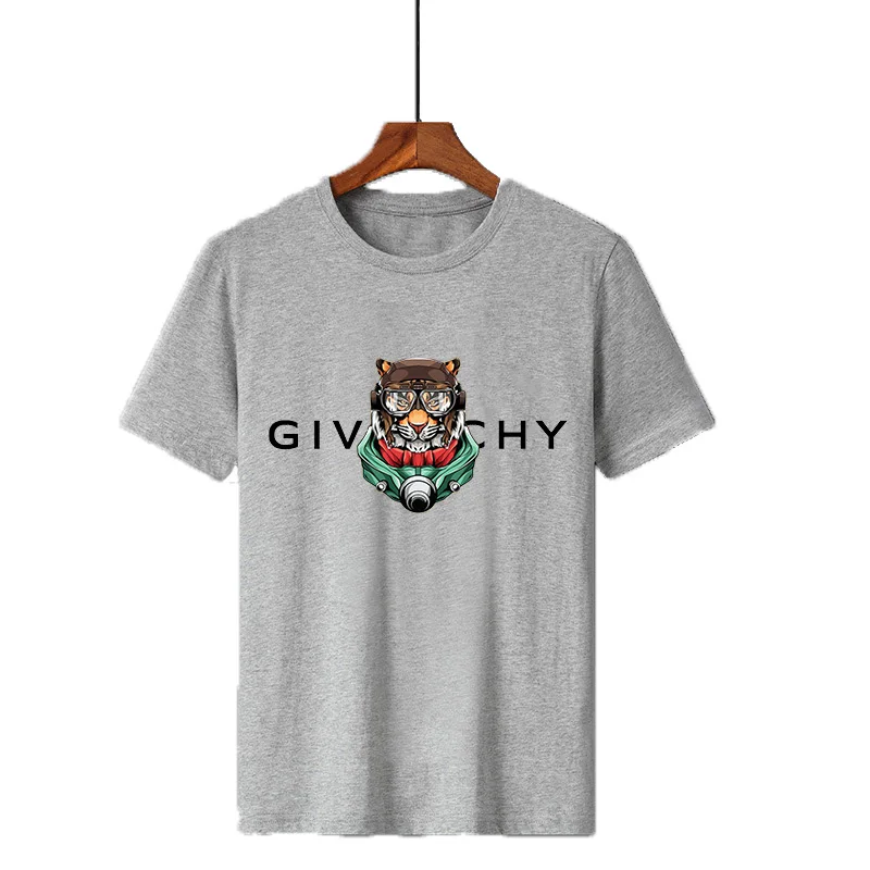 

2023 Men's Summer T-shirtLarge Size Fashion And Leisure Print Solid Luxury Sleeve Tees Brand Letters Tiger Color Wear Stree