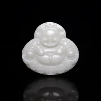 hot selling natural hand carve white jade money maitreya buddha necklace pendant fashionjewelry accessories menwomen luck gifts1