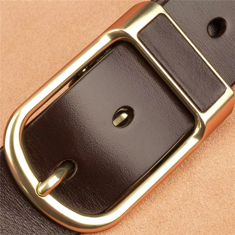 New Leather Cowhide Men's Belt Fashion Metal Alloy Pin Buckle Adult Luxury Brand Jeans Business Casual Waist Male Strap Brand