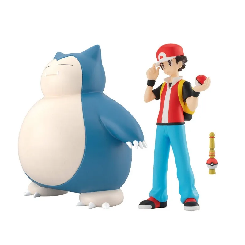 Фото В наличии: Оригинальная фигурка Bandai Shokugan Pokemon Kanto Region Red Snorlax Poke Flute, коллекционная модель аниме-персонажа, подарок, игрушка-фигурка №2