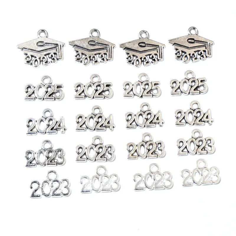 

50pcs 9x14mm Year Number 2023 2024 2025 Pendant Charms DIY Jewelry Making Jewelry Finding Antique Silver Plated Accessories