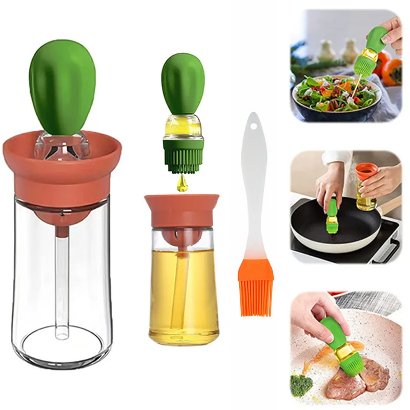 

Silicone Oil Drip Bottle With Brush Olive Oil Dispenser Barbecue Seasoning Bottle Cooking Tool Camping Baking BBQ Accessories